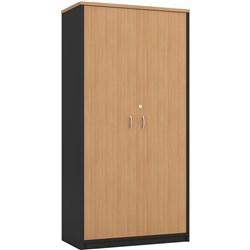 OM Stationery Cupboard 900W x 450D x 1800mmH Beech And Charcoal