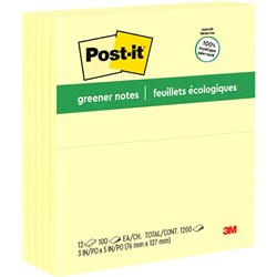 Post-It 655-RPARecycled Note 73Mm X 123Mm Yellow Pack of 12