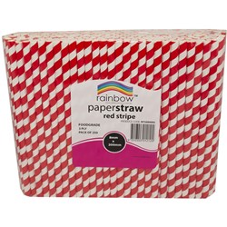 Rainbow 8mm Paper Straws Red Stripe Pack of 250  
