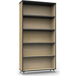 Rapidline Infinity Bookcase 900W x 315D x 1800mmH 4 Shelf Oak With Black Edge