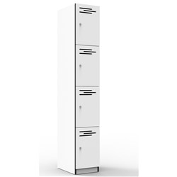 Rapidline Infinity Melamine 4 Door Locker 305Wx455Dx1850mmH  White with Black Edging