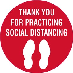 Brady Floor Marker Thank You For Practicing Social Distancing 400mm Red/White