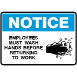 Brady Safety Sign Notice Wash Hands Before Returning To Work (Picto) 600W x 450mmH Metal