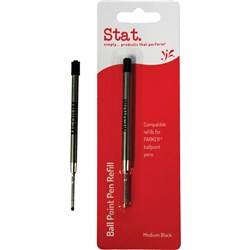 Stat Ballpoint Pen Refill Parker Compatible Medium Black