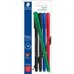 Staedtler 338 Triplus Broadliners Broad 0.8mm Assorted Blister Pack of 5