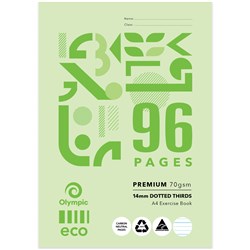 Olympic Eco Exercise Book D149P A4 14mm Dotted Thirds 96 Pages Pack of 10