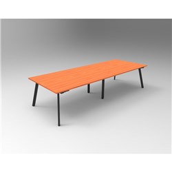 Rapidline Eternity Meeting And Boardroom Table 3200W x 1200D x 730mmH Cherry Top Black Base