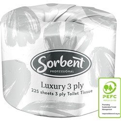 Sorbent Professional Luxury  Toilet Tissue Rolls 3 Ply  225 Sheets Carton of 48