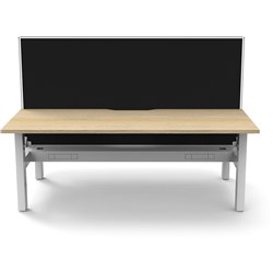 Rapidline Boost Static Back To Back Workstation+Screen+Tray 2 Person 1800mmW Oak/White