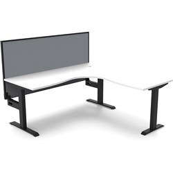 Rapidline Boost Static Corner Workstation+Screen 1500/1500W x 750D x 1330mmH White/Black