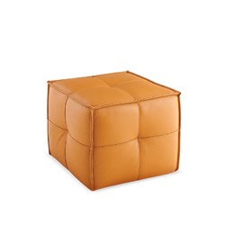 K2 Marbella Cube Square Ottoman Orange PU Leather 