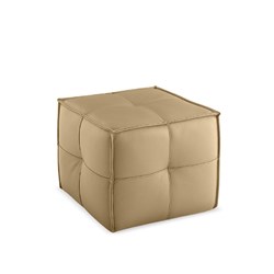 K2 Marbella Cube Square Ottoman Beige PU Leather 
