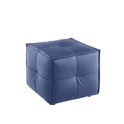 K2 Marbella Cube Square Ottoman Blue PU Leather 
