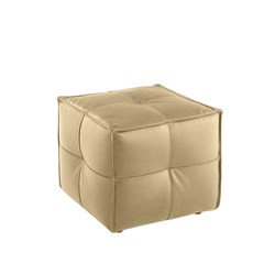 K2 Marbella Cube Square Ottoman Beige Genuine Leather 
