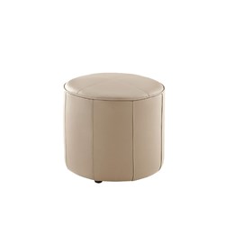 K2 Marbella Keg Round Ottoman Beige PU Leather 