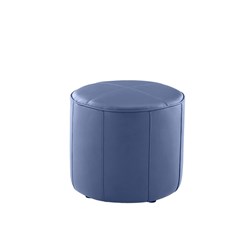 K2 Marbella Keg Round Ottoman Blue PU Leather 