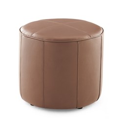 K2 Marbella Keg Round Ottoman Dark Brown PU Leather 