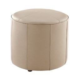 K2 Marbella Keg Round Ottoman Beige Genuine Leather 