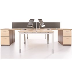 Sylex Oblique Corner Workstation 4 Person 3000 /  3000mmW + Pedestal Snow Maple