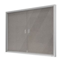 Visionchart Be Noticed Sliding 2 Door Notice Case 1525W x 48D x 915mmH Silver/Grey Felt