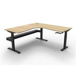 Rapidline Boost Manual Height Corner Workstation + Cable Tray 1500/1500W x 705-1155mmH