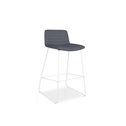 Rapidline Pixel Bar Stool 730mmH White Frame And French Navy PU Leather Seat