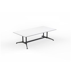 OLG Modulas Meeting Table Twin Post Collar Leg 1800W x 1200D x 720mmH Wht Top All Blk Frame