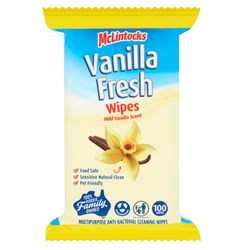 McLintocks Vanilla Fresh Anti-Bacterial Multi Purpose Cleaning Wipes Pack Of 100