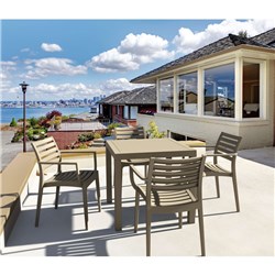 Siesta Ares 80 5 Piece Outdoor Dining Set With Artemis Arm Chairs Taupe