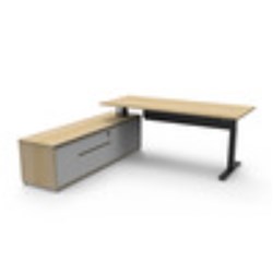 Rapidline Boost+ Executive Desk + LHS Cabinet+Panel 2020W x 1936D x 620-1270mmH Oak/Blk