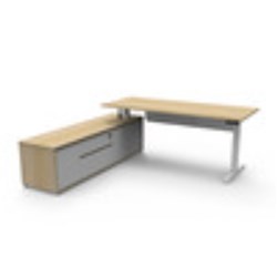 Rapidline Boost+ Executive Desk + LHS Cabinet+Panel 2020W x 1936D x 620-1270mmH Oak/Wht