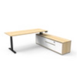 Rapidline Boost+ Executive Desk + RHS Cabinet 2020W x 1936D x 620-1270mmH Oak/Black