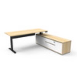 Rapidline Boost+ Executive Desk + RHS Cabinet+Panel 2020W x 1936D x 620-1270mmH Oak/Blk