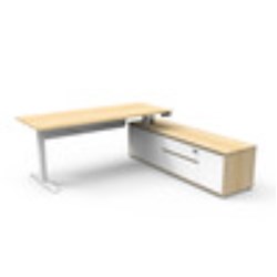 Rapidline Boost+ Executive Desk + RHS Cabinet+Panel 2020W x 1936D x 620-1270mmH Oak/Wht
