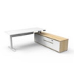 Rapidline Boost+ Executive Desk + RHS Cabinet+Panel 2020W x 1936D x 620-1270mmH Wht/Wht