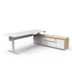 Rapidline Boost+ Executive Desk + RHS Cabinet+Panel 2270W x 1936D x 620-1270mmH Wht/Wht