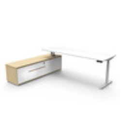 Rapidline Halo+ Executive Desk + LHS Cabinet 2270W x 1936D x 620-1270mmH White/White