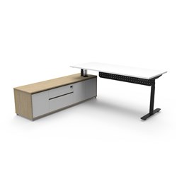 Rapidline Halo+ Executive Desk + LHS Cabinet + Panel 2020W x 2011D x 620-1270mmH White/Blk