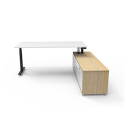 Rapidline Halo+ Executive Desk + RHS Cabinet 2020W x 2011D x 620-1270mmH White/Black