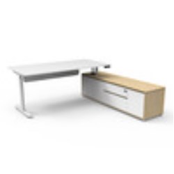 Rapidline Halo+ Executive Desk + RHS Cabinet + Panel 2020W x 1936D x 620-1270mmH White/Wht