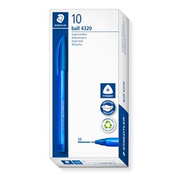 Staedtler 4320 Stick  Triangular Ballpoint Pen Medium 1.0mm Blue Box of 10