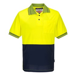 Portwest Hi-Vis Micro Mesh Polo Shirt Short Sleeve 11XL Yellow And Navy