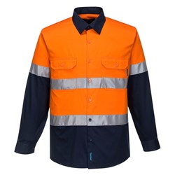 Portwest Hobart Hi-Vis Lightweight Contrast Shirt Long Sleeve XL Orange/Navy