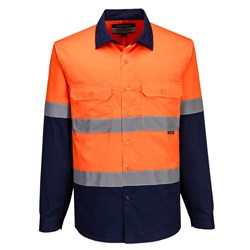 Portwest Industrial Hi-Vis Lightweight Contrast Shirt Long Sleeve Medium Orange/Navy