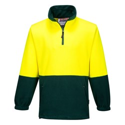 Portwest Hi-Vis Contrast 1/4 Zip Class D Polar Fleece Jumper 2XL Yellow And Green