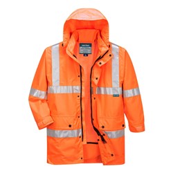 Portwest Argyle Hi-Vis Rain Traffic Jacket Large Orange 