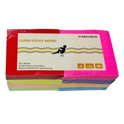 Bibbulmun Super Sticky Notes 50 x 50mm Assorted Pack Of 8 