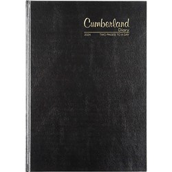 CUMBERLAND CLASSIC DIARY 2 Days To Page Casebound A4 Black