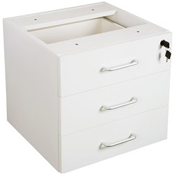 Rapidline Melamine Fixed Pedestal 3 Personal Drawers All White