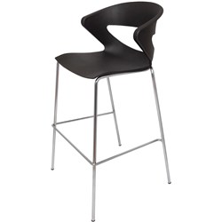 Rapidline Taurus Stool 4 Leg Chrome Frame Poly Shell Black 